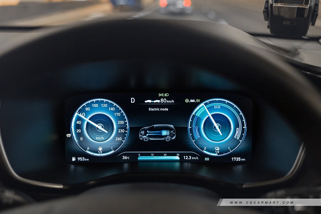Hyundai SANTA FE Hybrid driver display electric mode