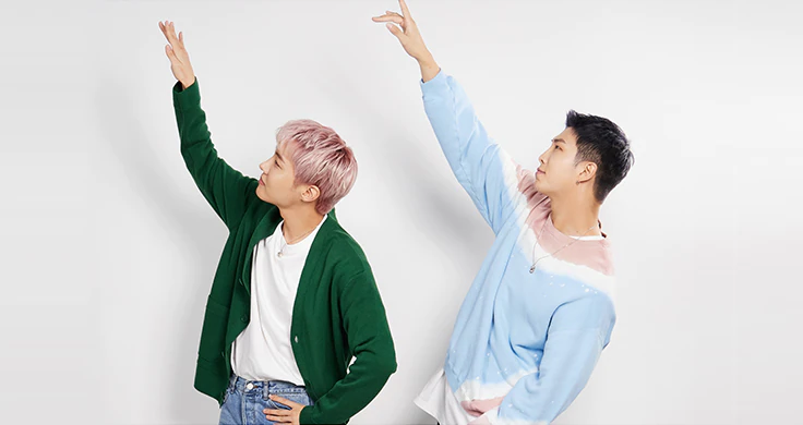 Hyundai X RM and Jin BTS hand raised