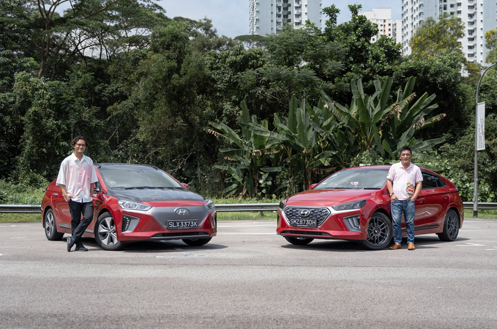 Mr Peter Huang with his IONIQ Electric and Mr Joshua Mok with his IONIQ Hybrid